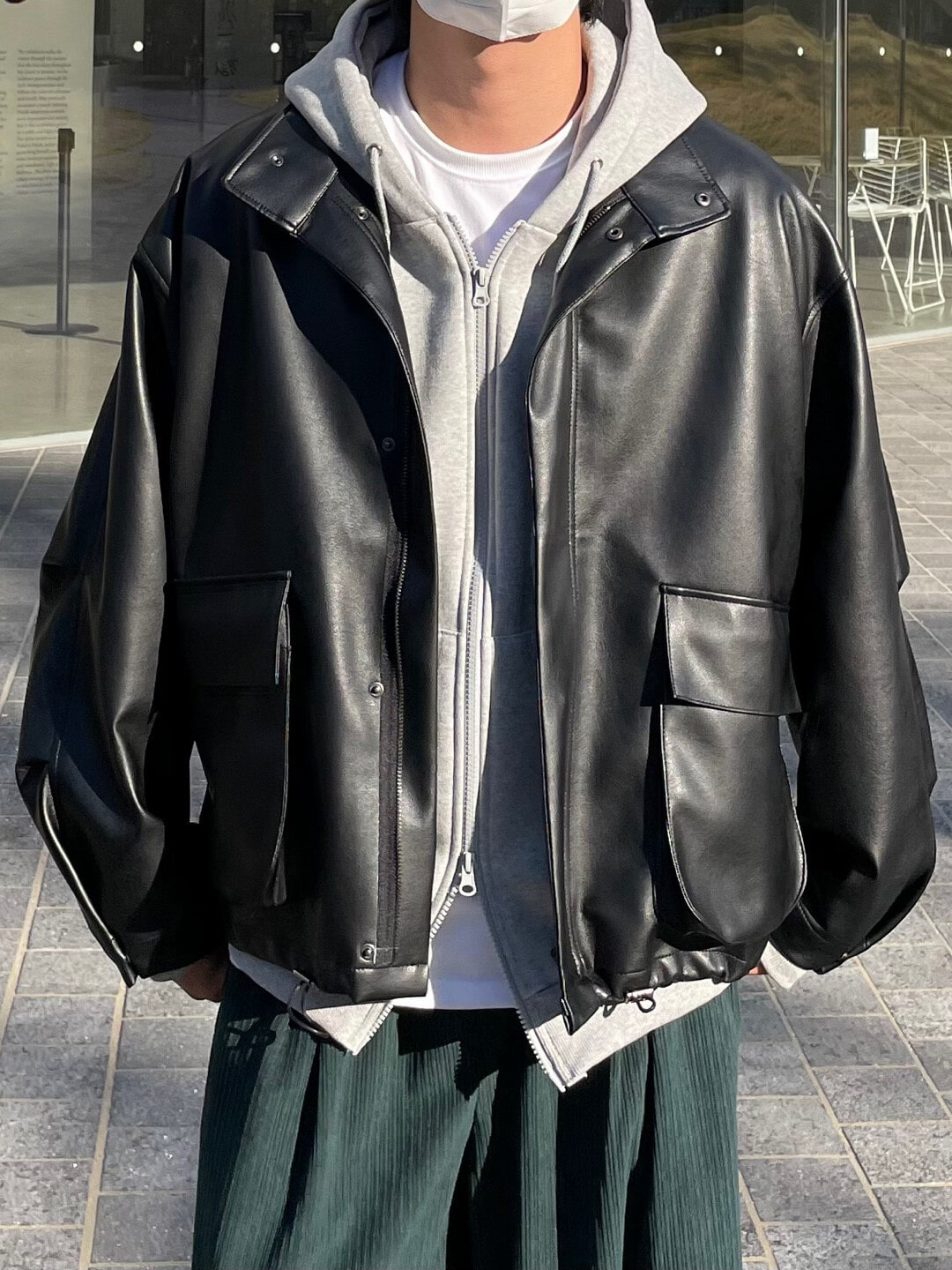 loose-fit leather jacket