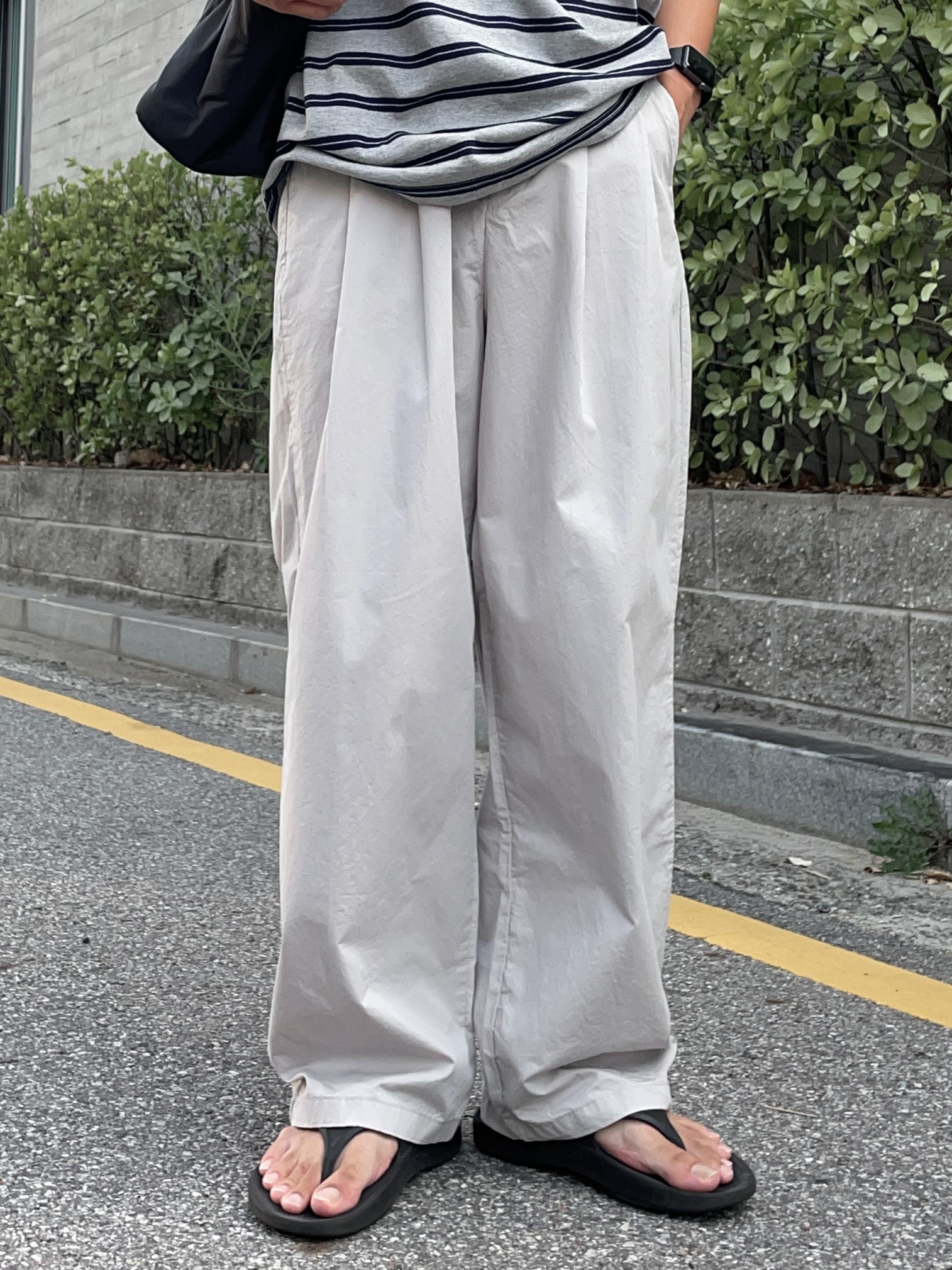 nelson pin-tuck wide pants (GRAY)
