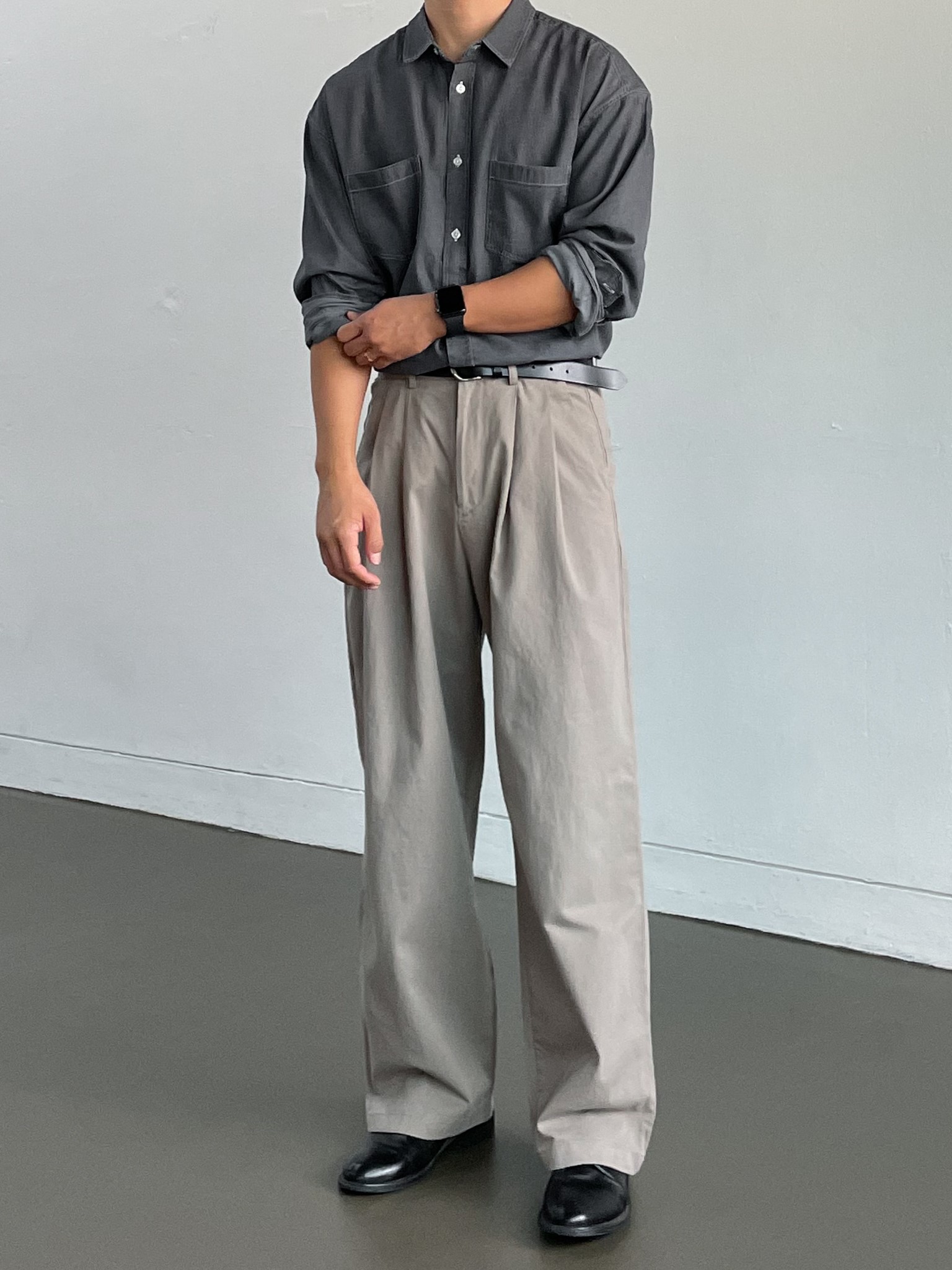 neo two pocket over-fit denim shirt (3color)