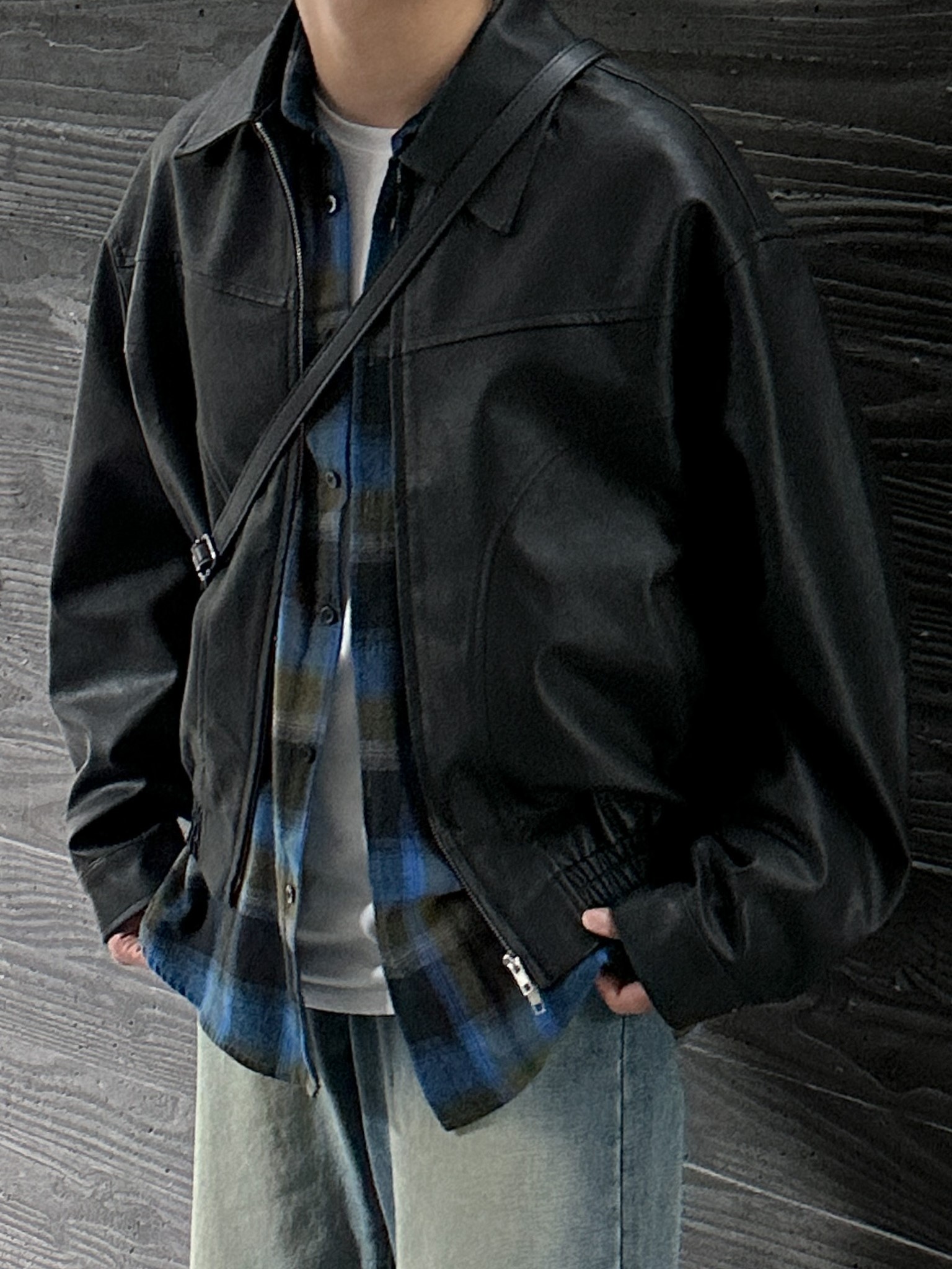 scope leather jacket (3color)