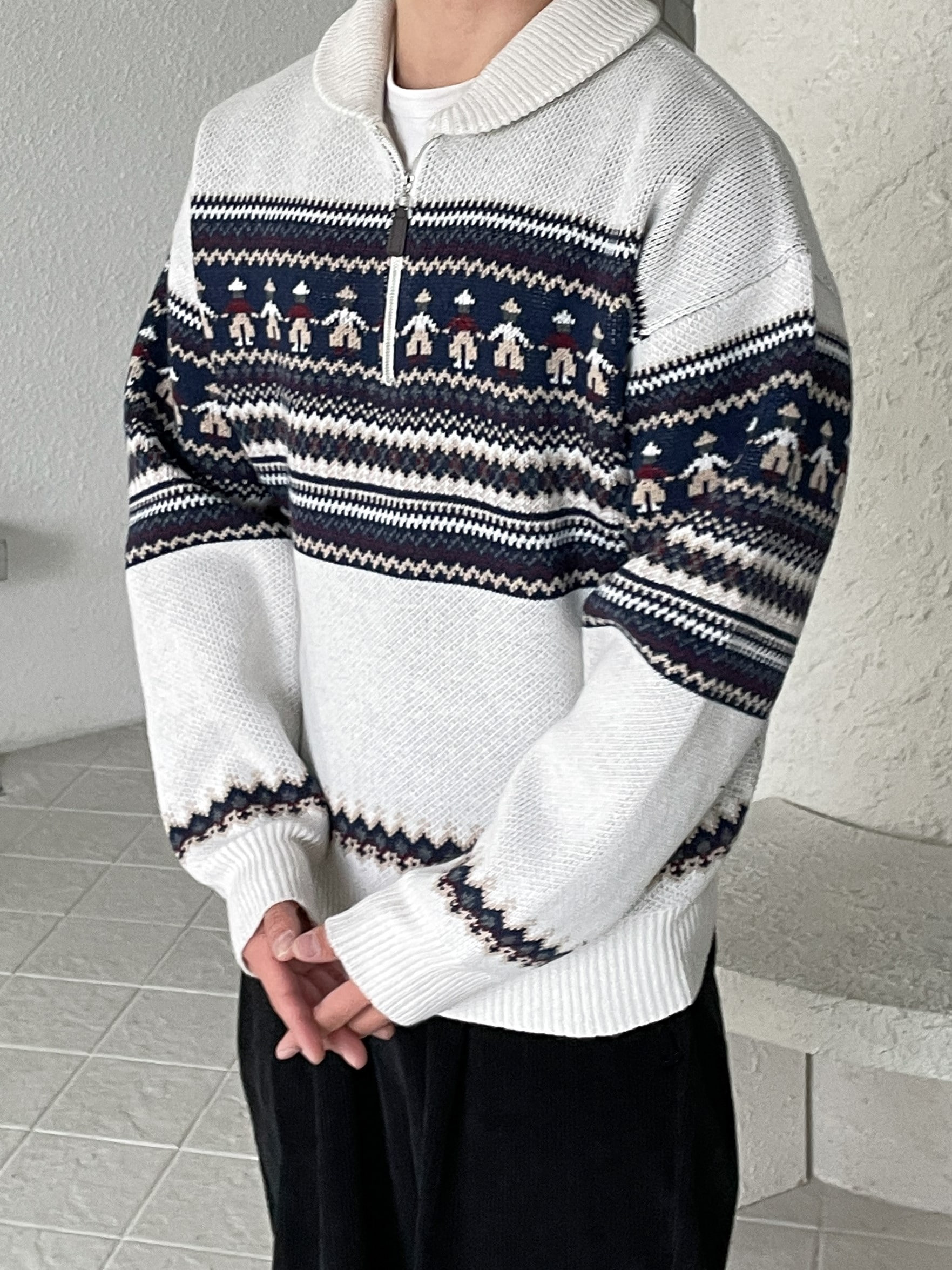 cloth wool half zip-up knit (4color)