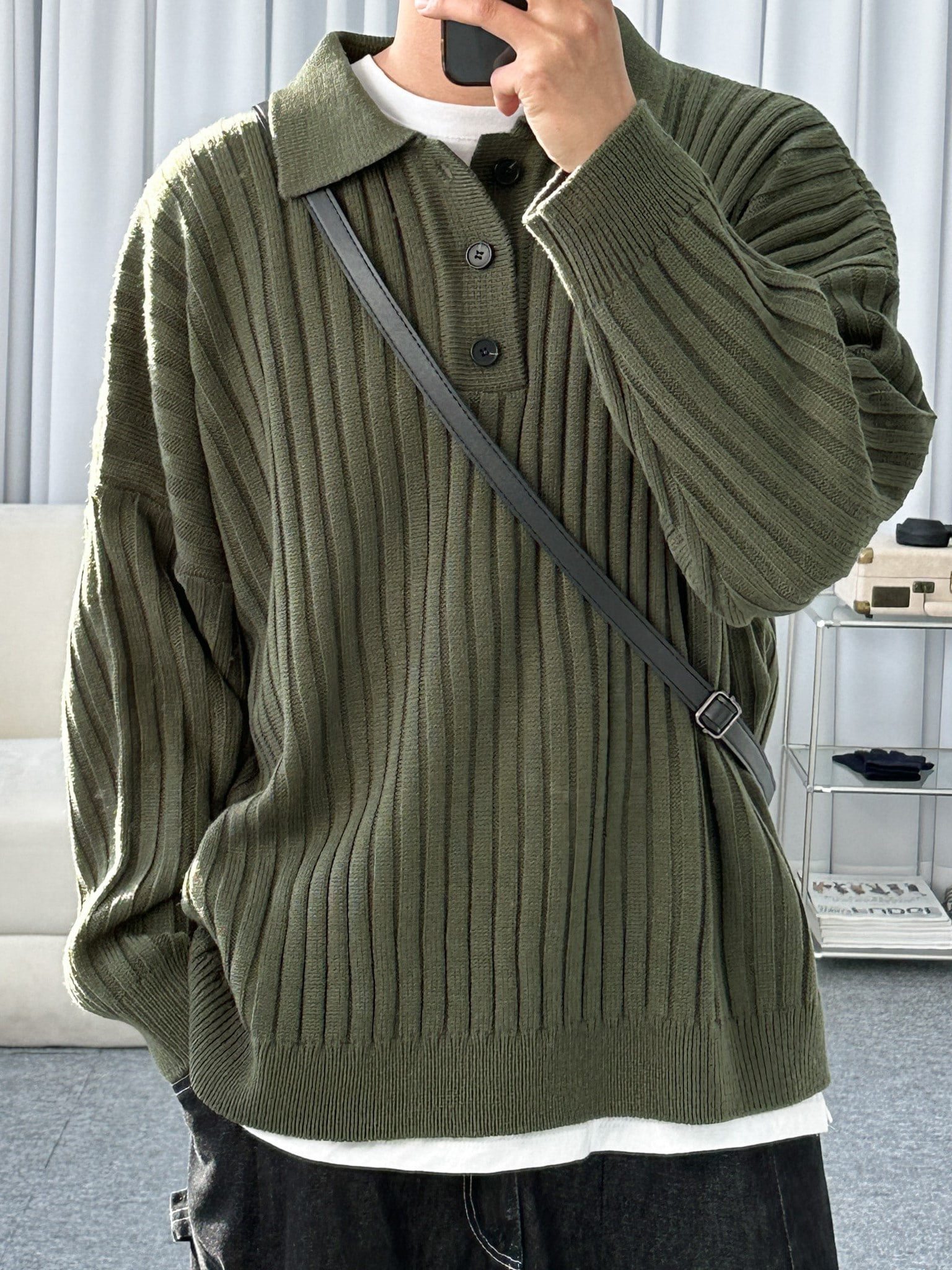basic golgi button collar knit (4color)