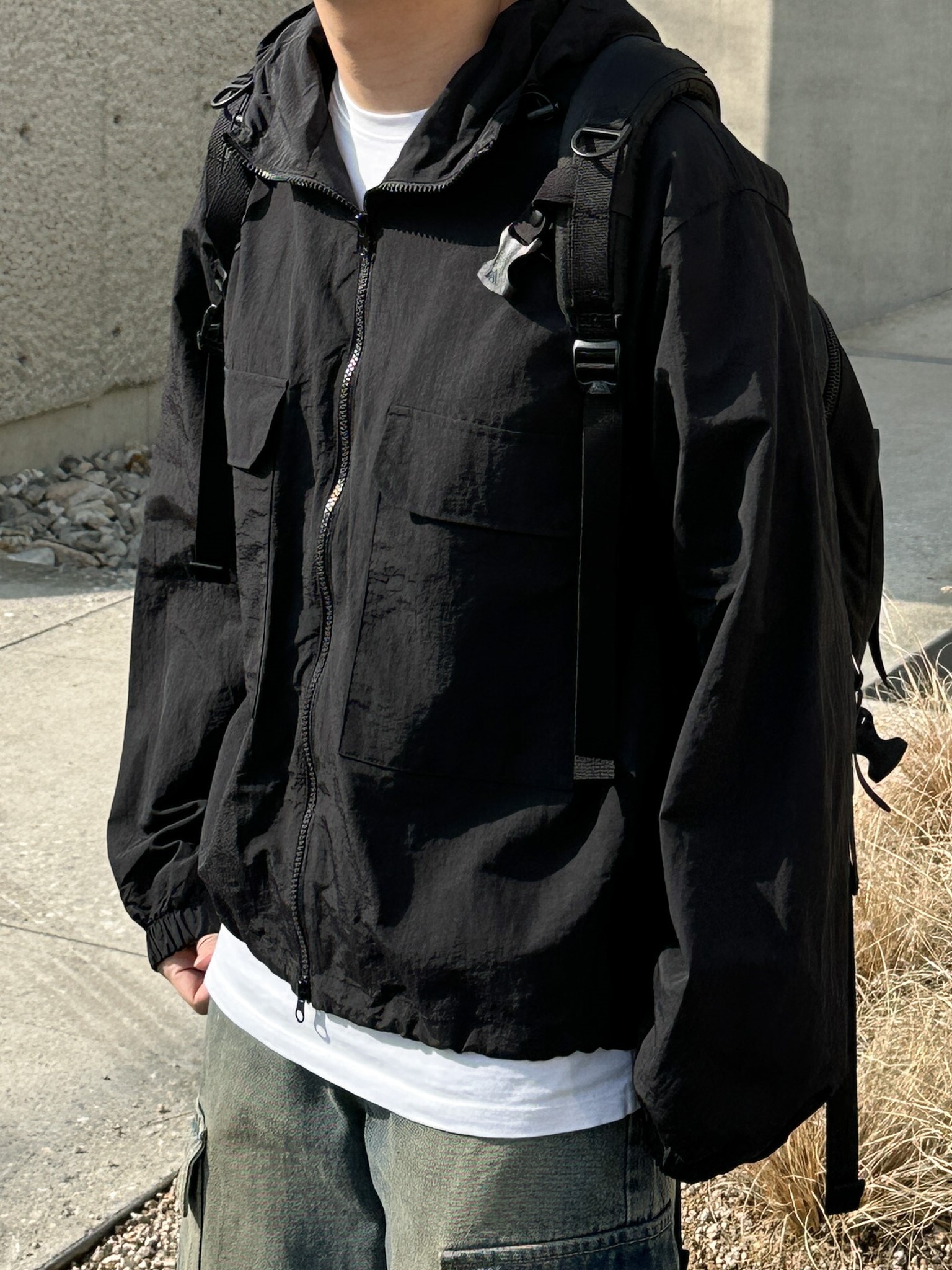 AL two-pocket hoodie windbreaker (2color)