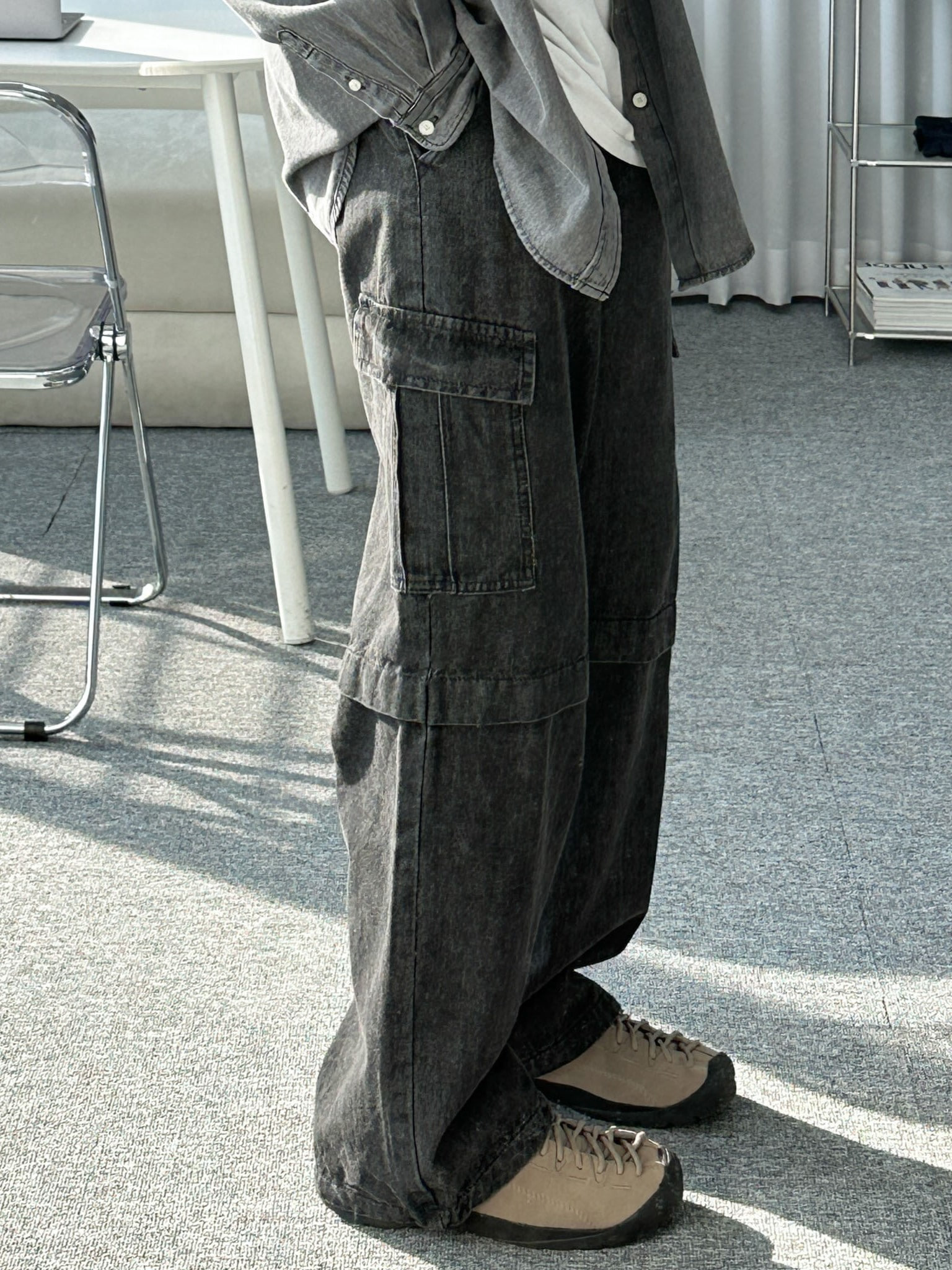 pin-tuck cargo string denim pants (2color)