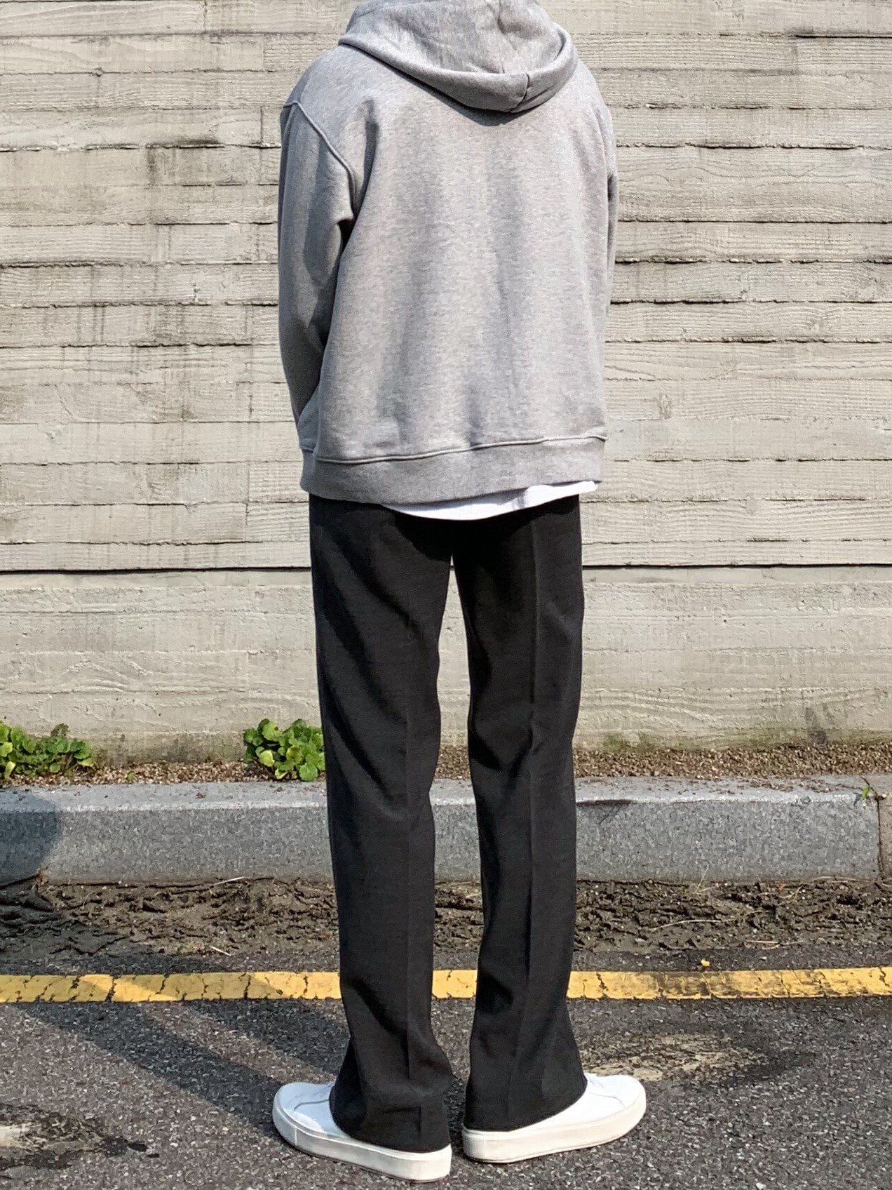 basic two way zip-up hoodie (2color)