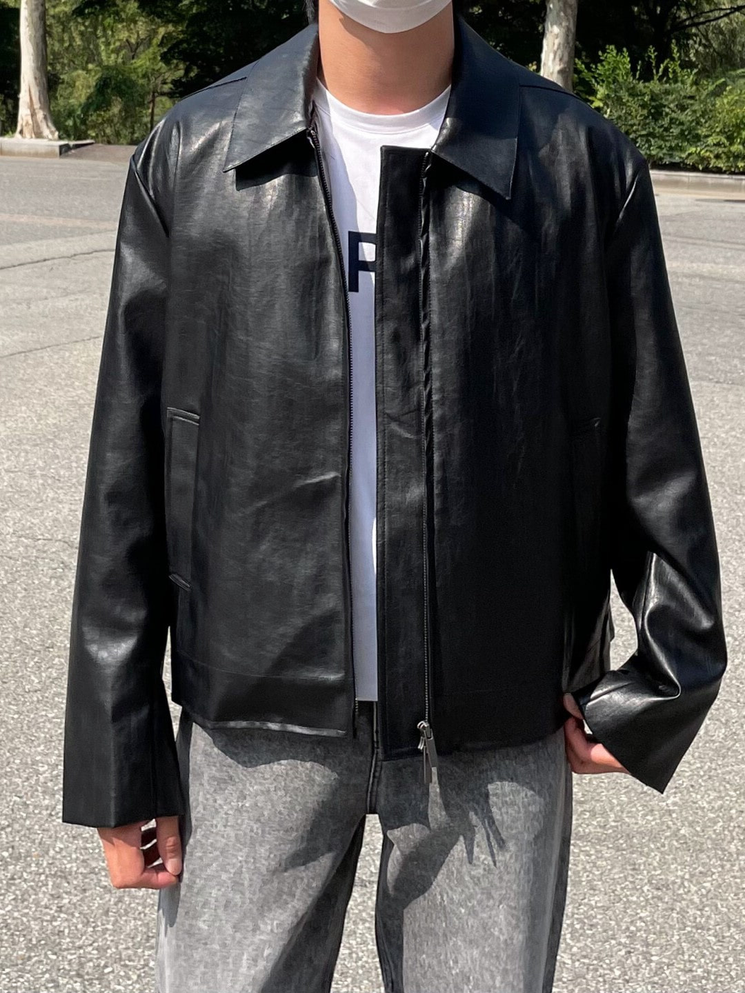 snap two-way leather jacket (2color)