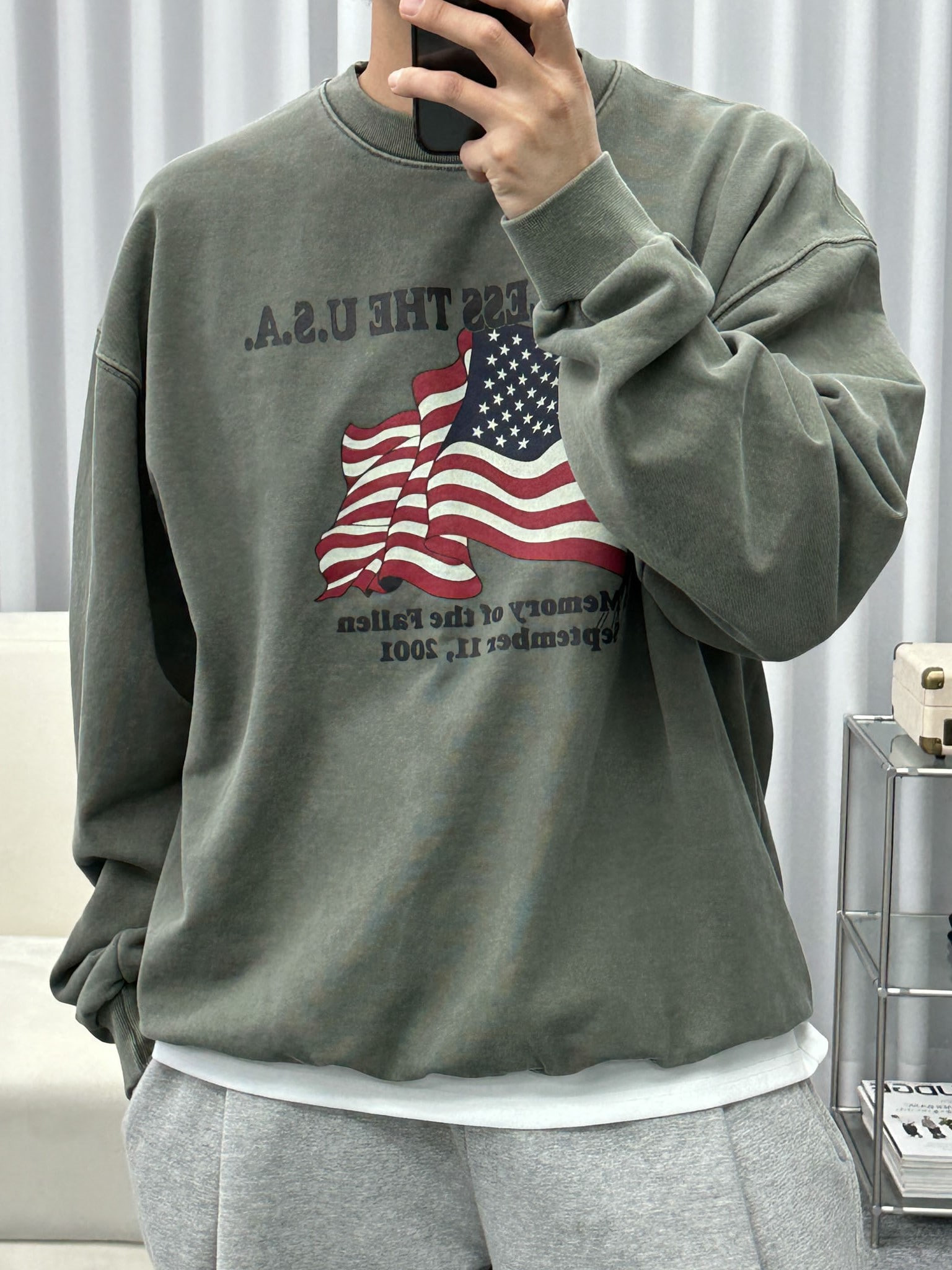 U.S.A dyeing sweat shirt (3color)